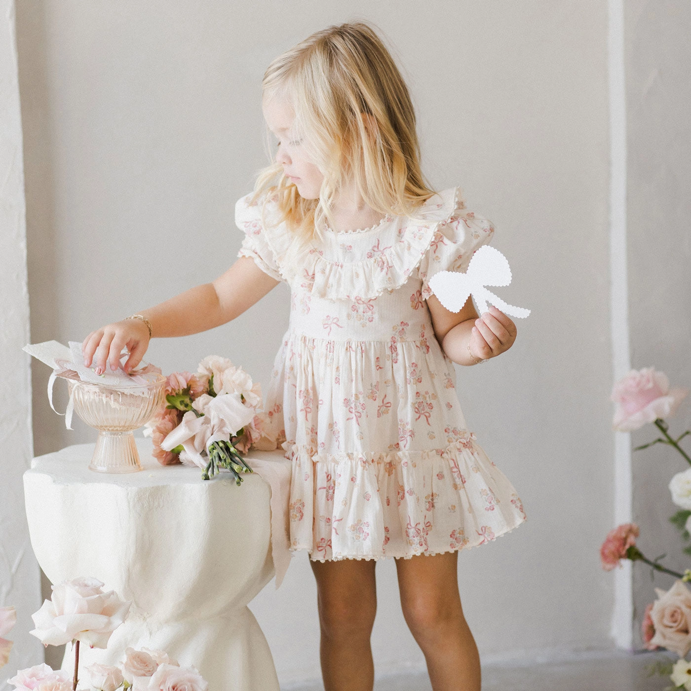 Eva Dress - Bow Ditsy - Natural