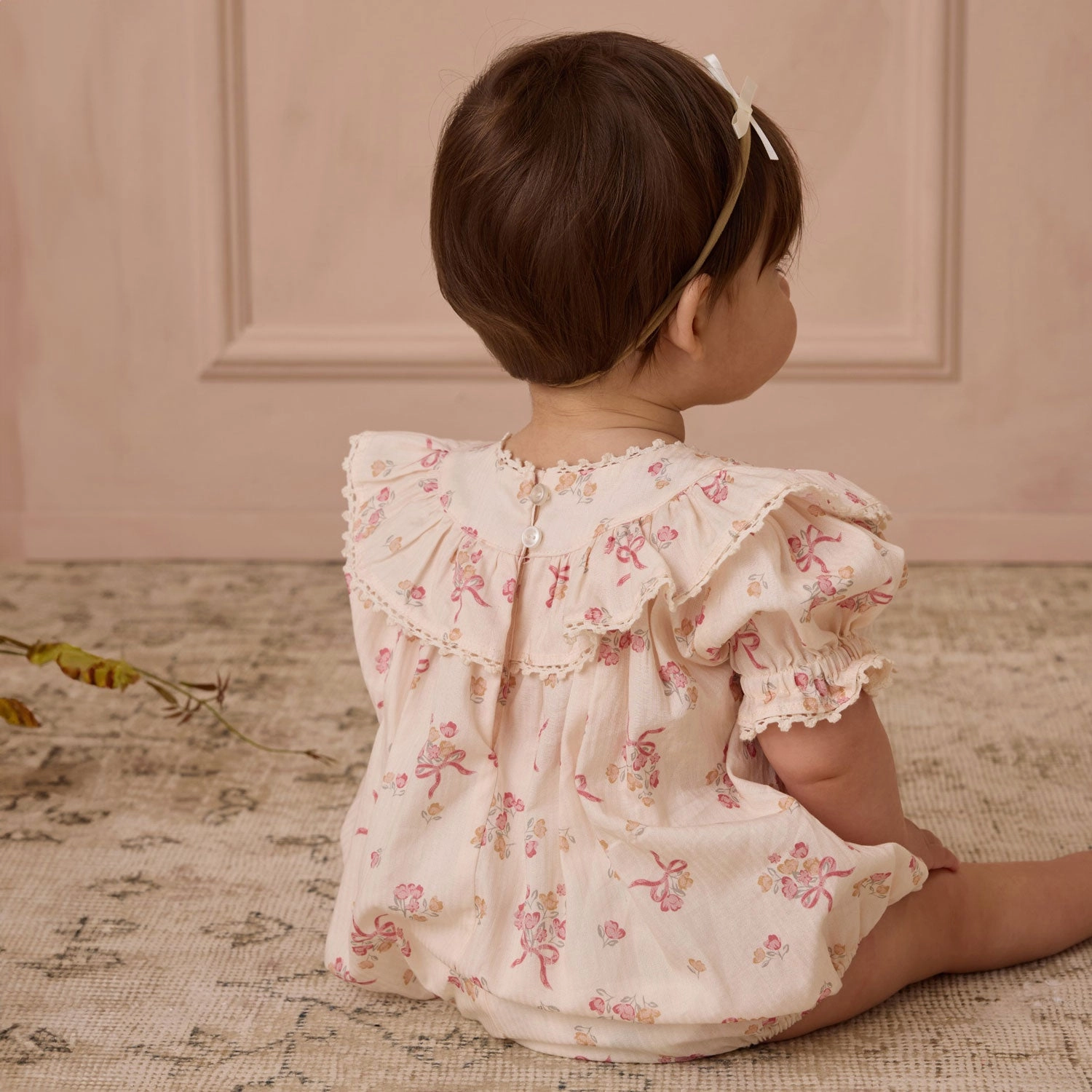 Eva Romper - Bow Ditsy - Natural