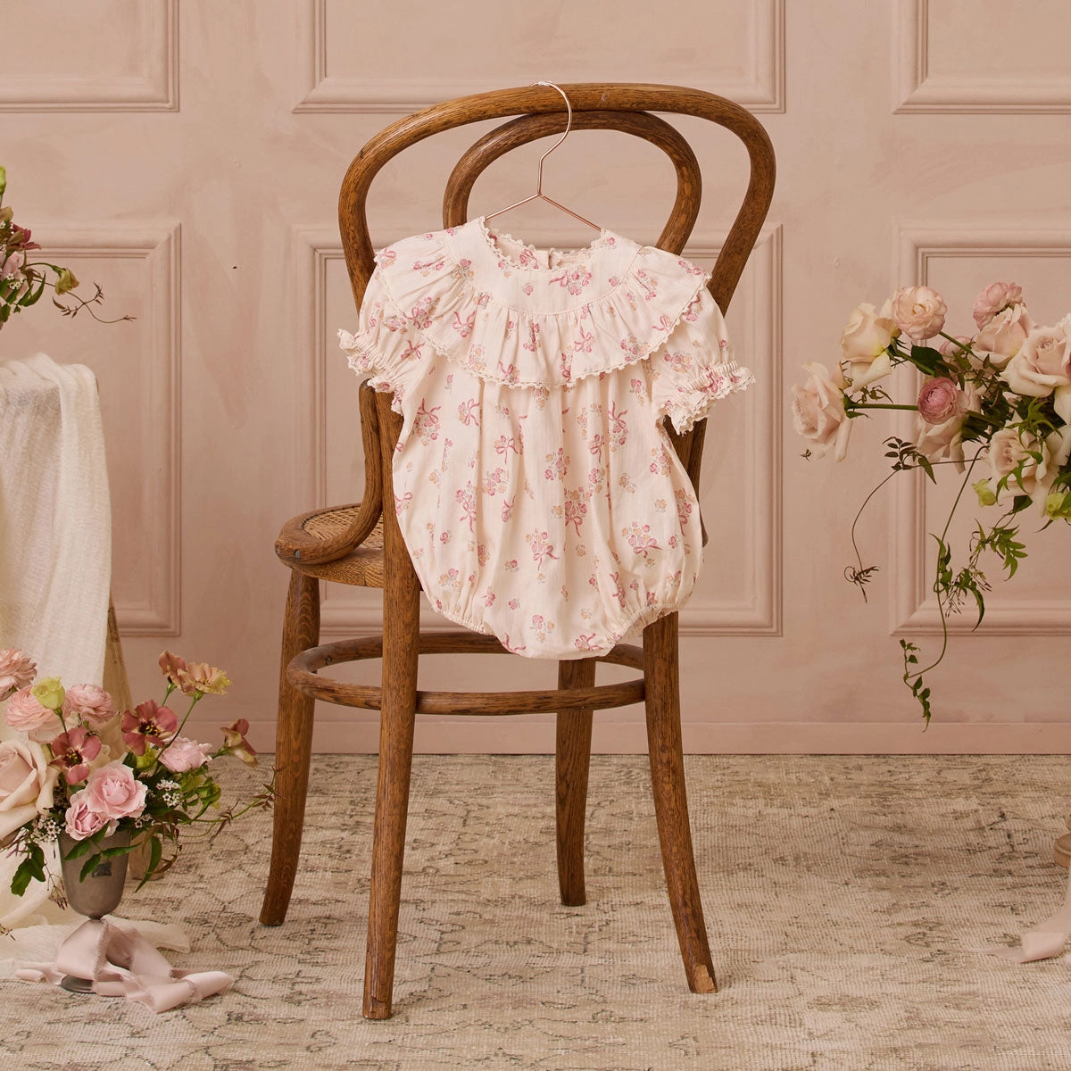 Eva Romper - Bow Ditsy - Natural
