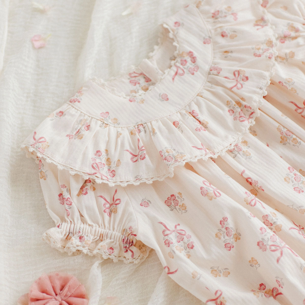 Eva Romper - Bow Ditsy - Natural