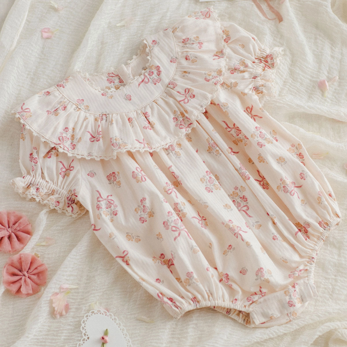 Eva Romper - Bow Ditsy - Natural