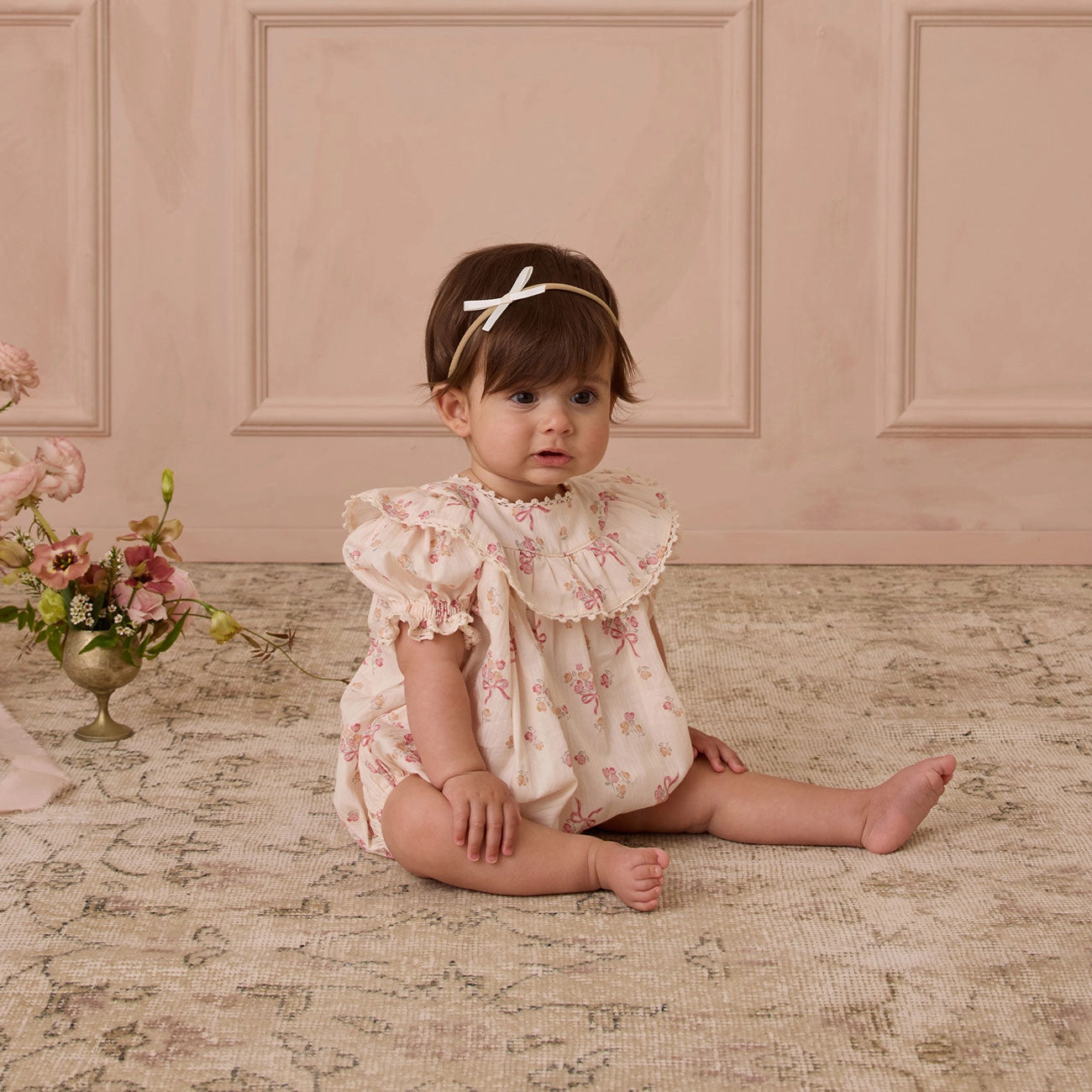 Eva Romper - Bow Ditsy - Natural