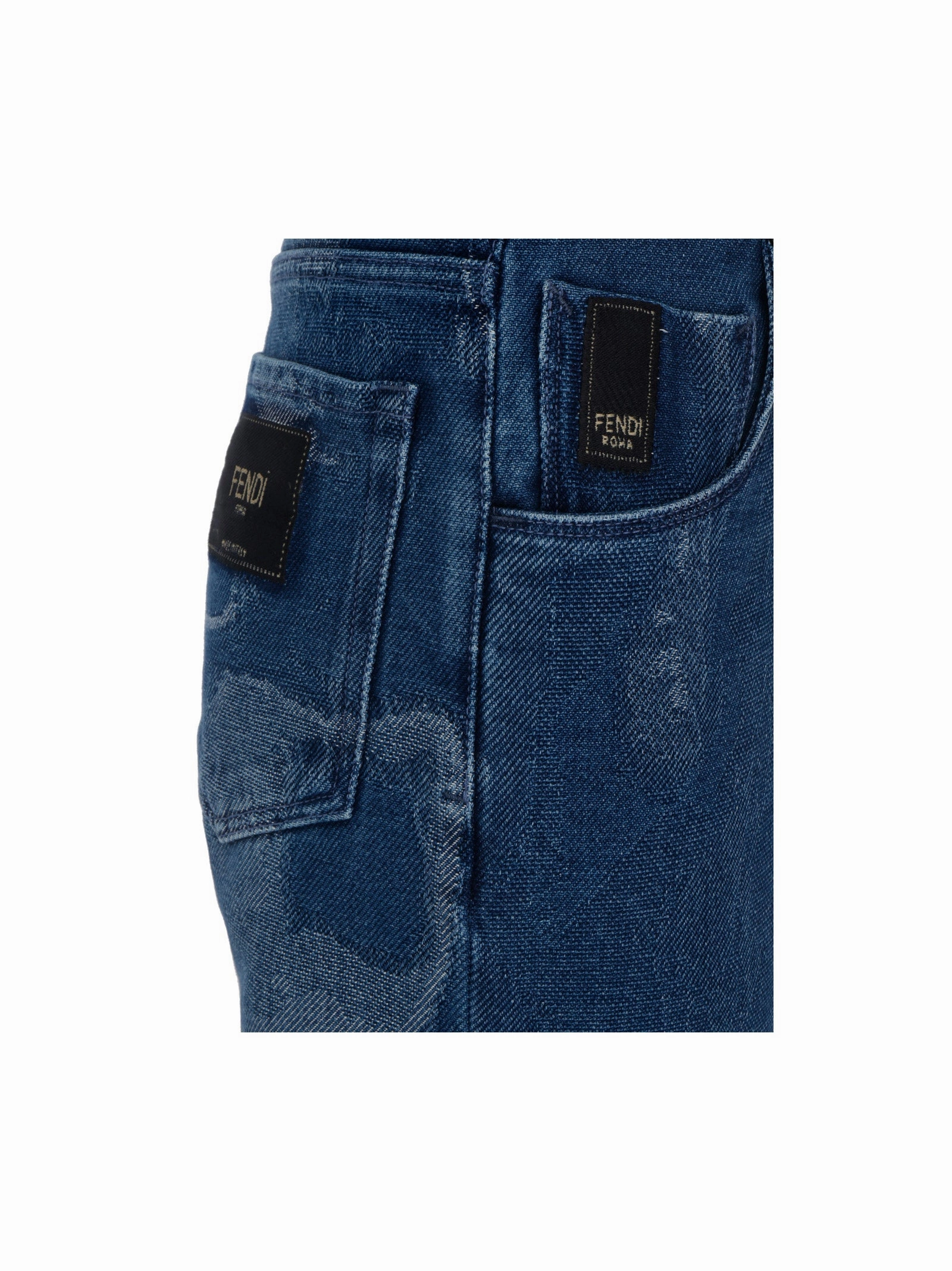 Fendi Contrasted Logo Motif Denim Trousers
