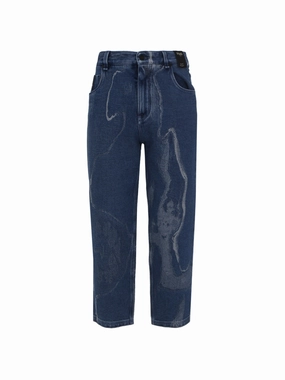Fendi Contrasted Logo Motif Denim Trousers