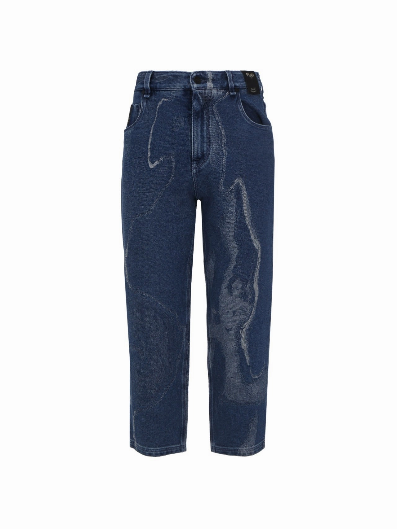 Fendi Contrasted Logo Motif Denim Trousers