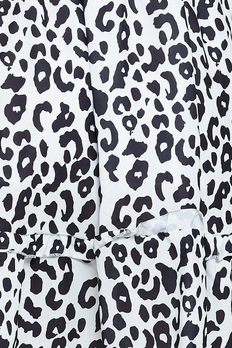 Geo Print Mini Dress Short Sleeve V Neck Tie