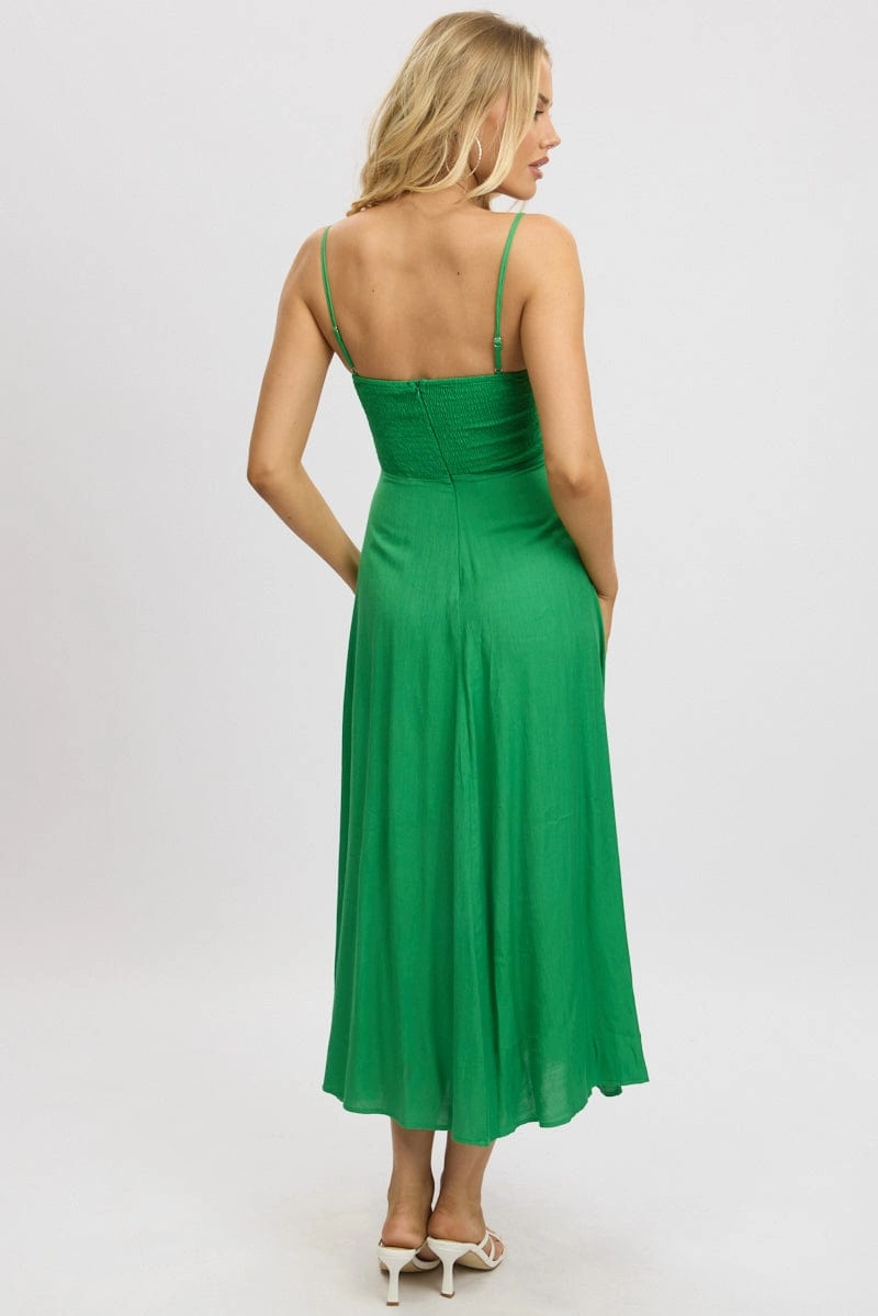 Green Maxi Dress Tie Detail Strappy