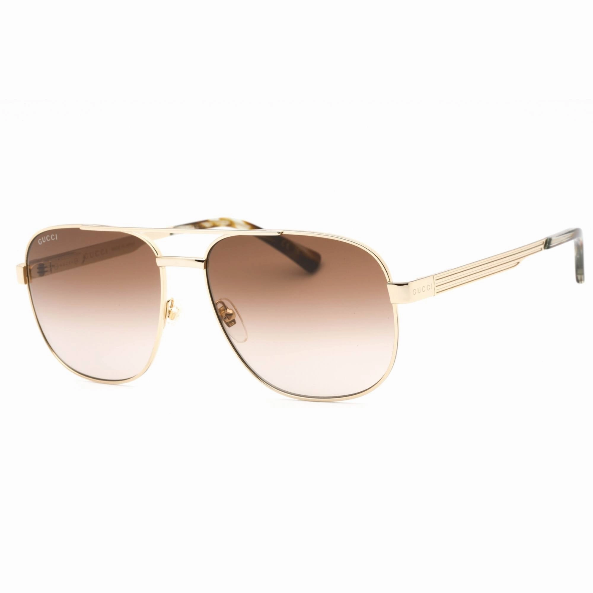 Gucci Men's Sunglasses - Gold Metal Navigator Frame Brown Gradient Lens | GG1223S 003