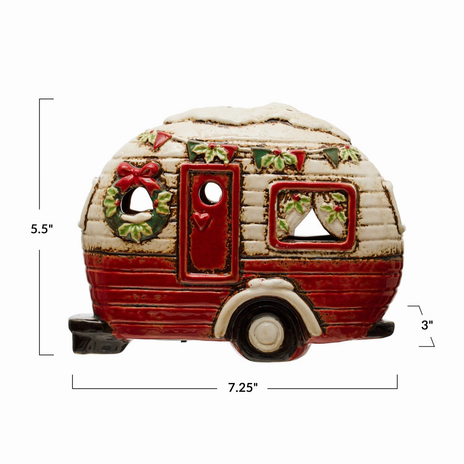 Hand-Painted Stoneware Camper with LED Lights
