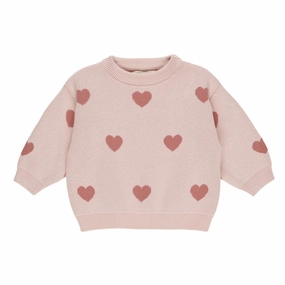 Heart Knit Sweater - Bubblegum