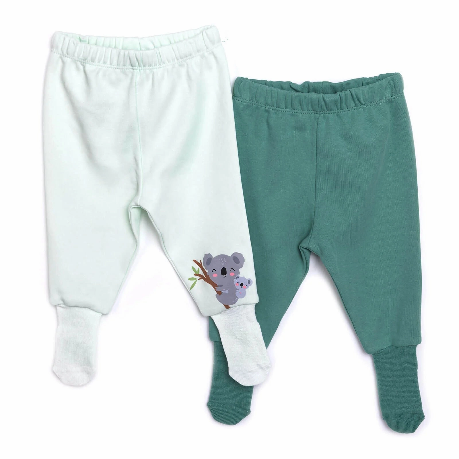 HelloBaby Baby Boy Joggers with Feet 2 pcs - Green