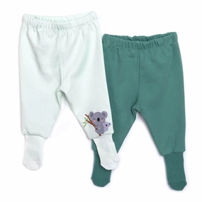 HelloBaby Baby Boy Joggers with Feet 2 pcs - Green
