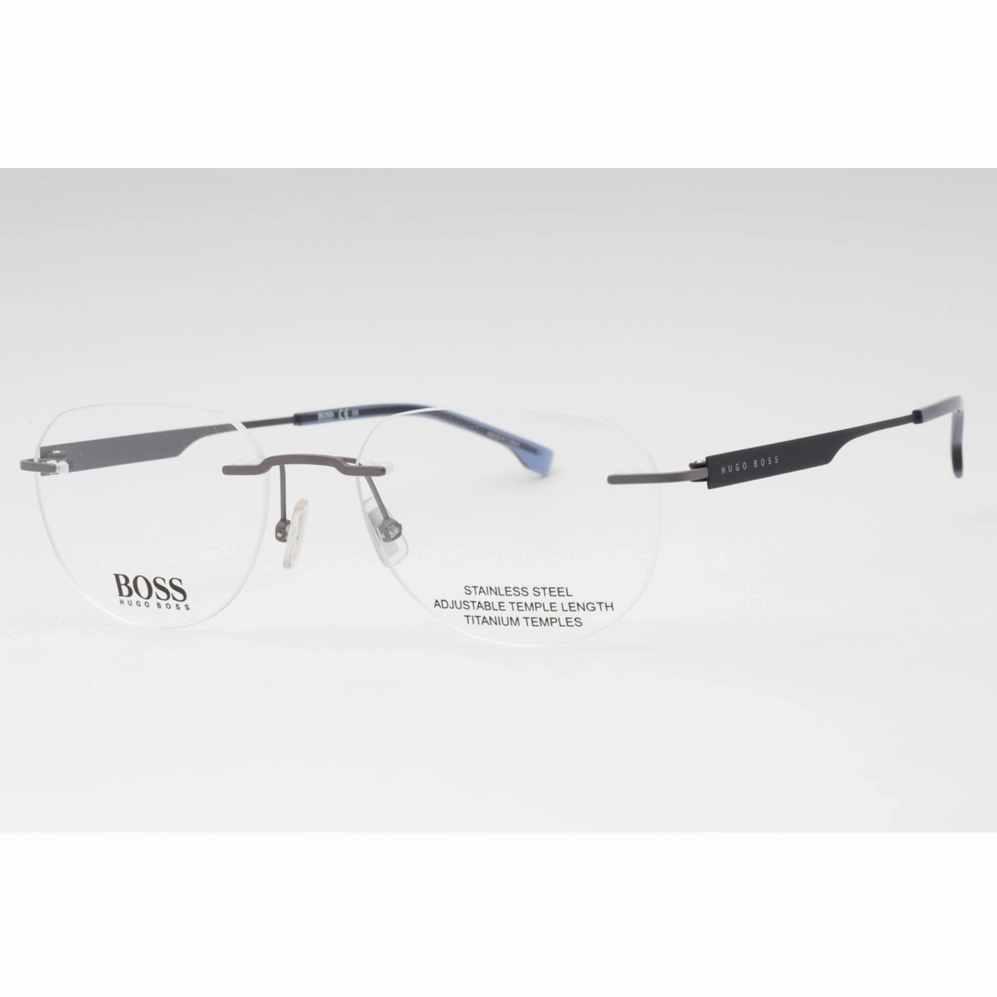Hugo Boss Men's Eyeglasses - Matte Ruthenium Blue Metal Frame | BOSS 1265/B 09T9 00