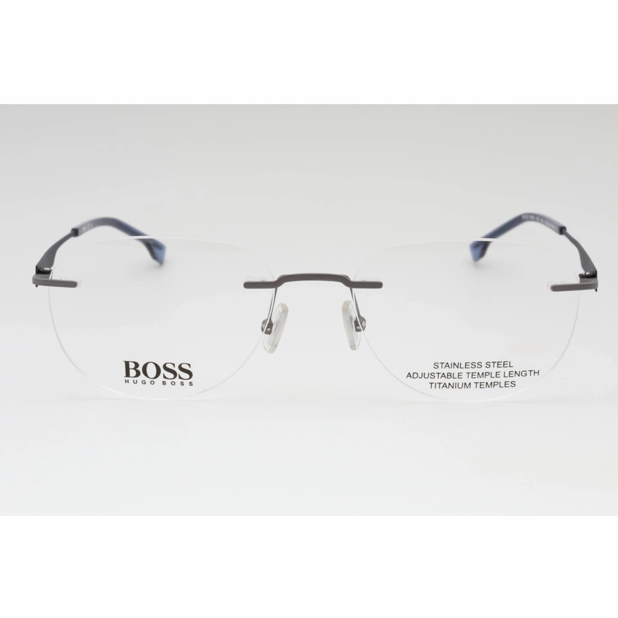 Hugo Boss Men's Eyeglasses - Matte Ruthenium Blue Metal Frame | BOSS 1265/B 09T9 00