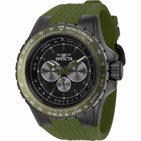 Invicta Men's Watch - Aviator Chrono Gunmetal, Green Dial Silicone Strap | 39302
