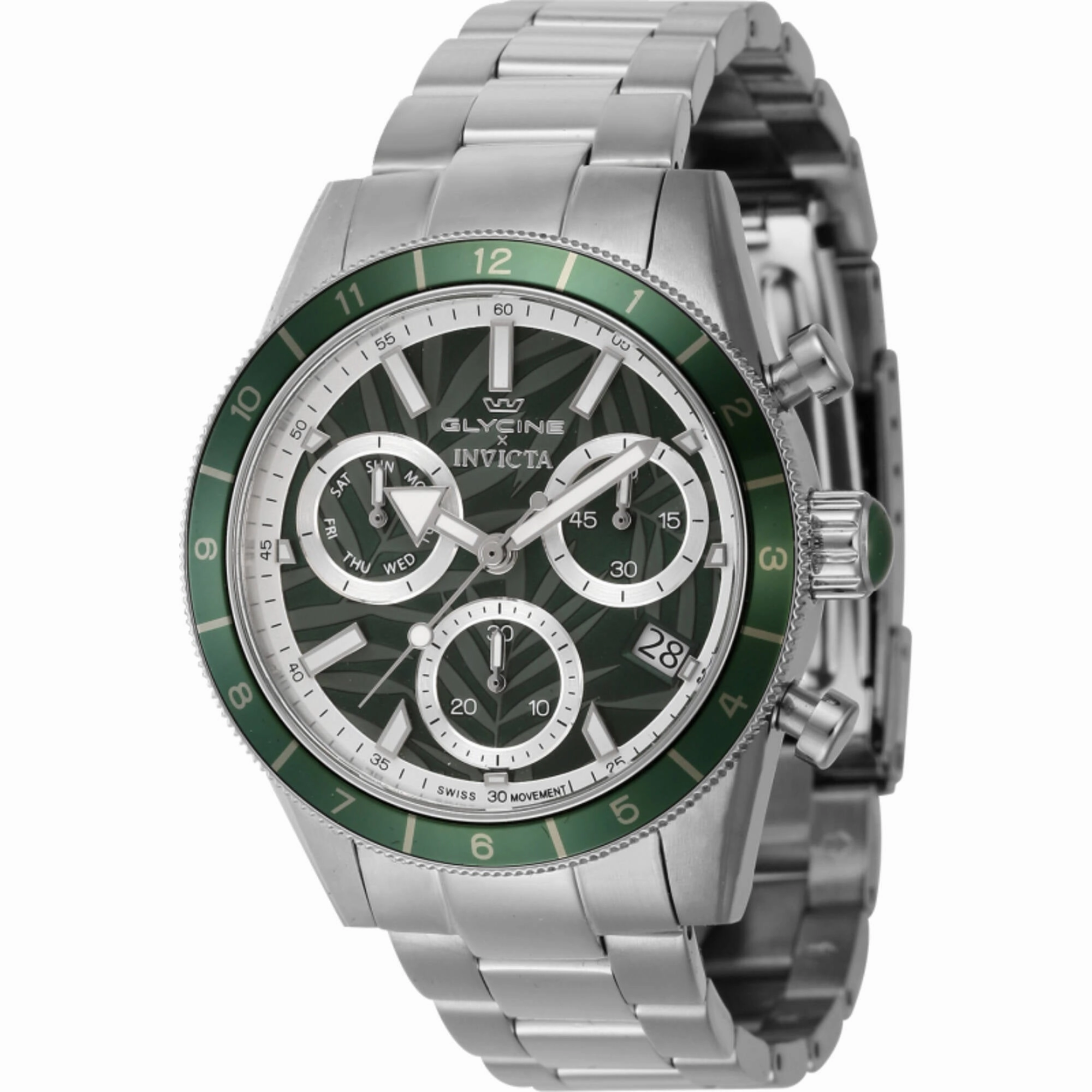 Invicta Men's Watch - Five Elements Wood Green Dial Silver Steel Bracelet | 44289