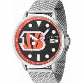 Invicta Men's Watch - NFL Cincinnati Bengals Black Dial Steel Mesh Bracelet | 47995