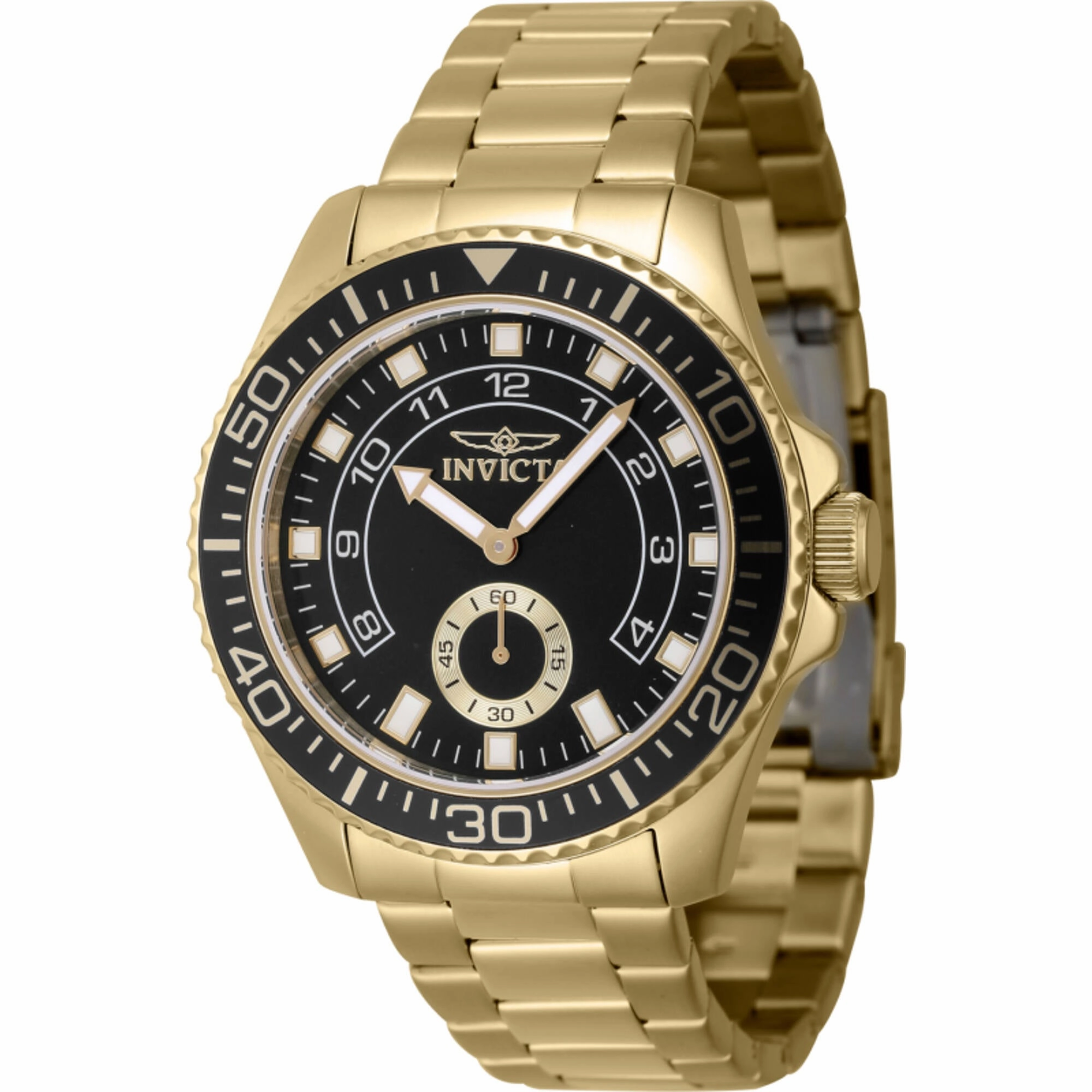 Invicta Men's Watch - Pro Diver Black Dial Yellow Gold Steel Bracelet Quartz | 47131