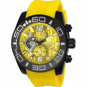 Invicta Men's Watch - Pro Diver Chronograph Yellow Dial Silicone Strap Date | 24162