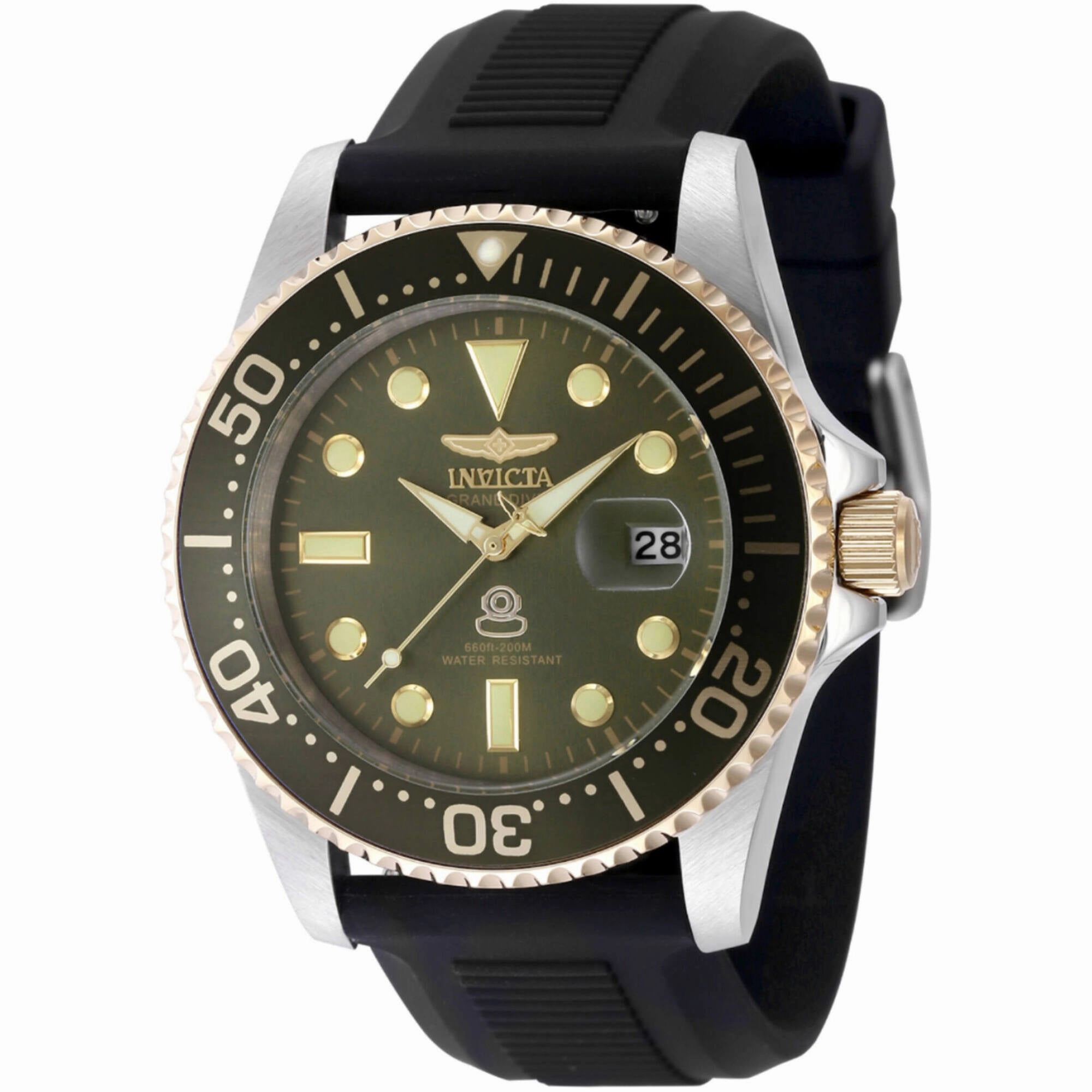 Invicta Men's Watch - Pro Diver Military Green Dial Silver Steel Bracelet | 48217