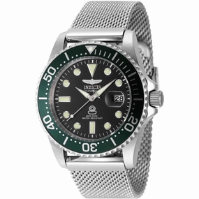Invicta Men's Watch - Pro Diver Quartz Black Dial Silver Steel Bracelet Dive | 48214