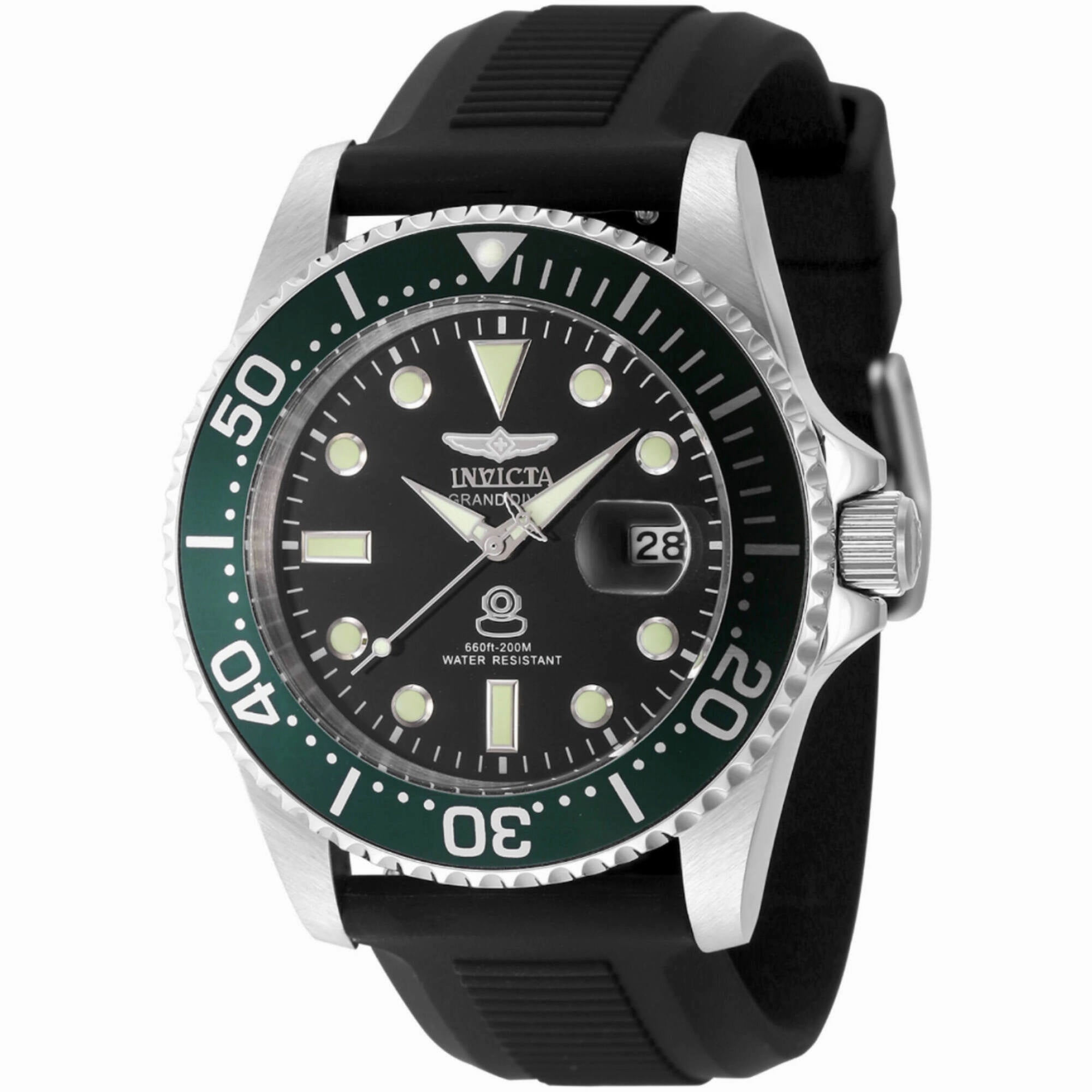Invicta Men's Watch - Pro Diver Quartz Black Dial Silver Steel Bracelet Dive | 48214