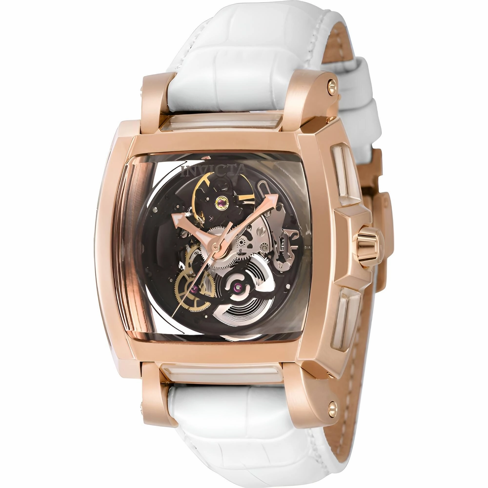 Invicta Men's Watch - Reserve Sapphire Ghost Skeleton Dial White Leather Strap | 40468