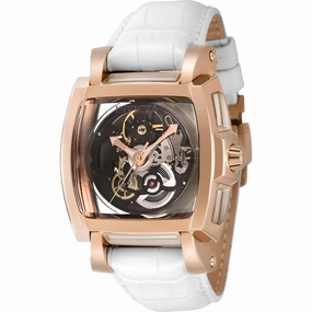 Invicta Men's Watch - Reserve Sapphire Ghost Skeleton Dial White Leather Strap | 40468