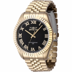 Invicta Men's Watch - Specialty Black Dial Yellow Gold Steel Bracelet Quartz | 47405