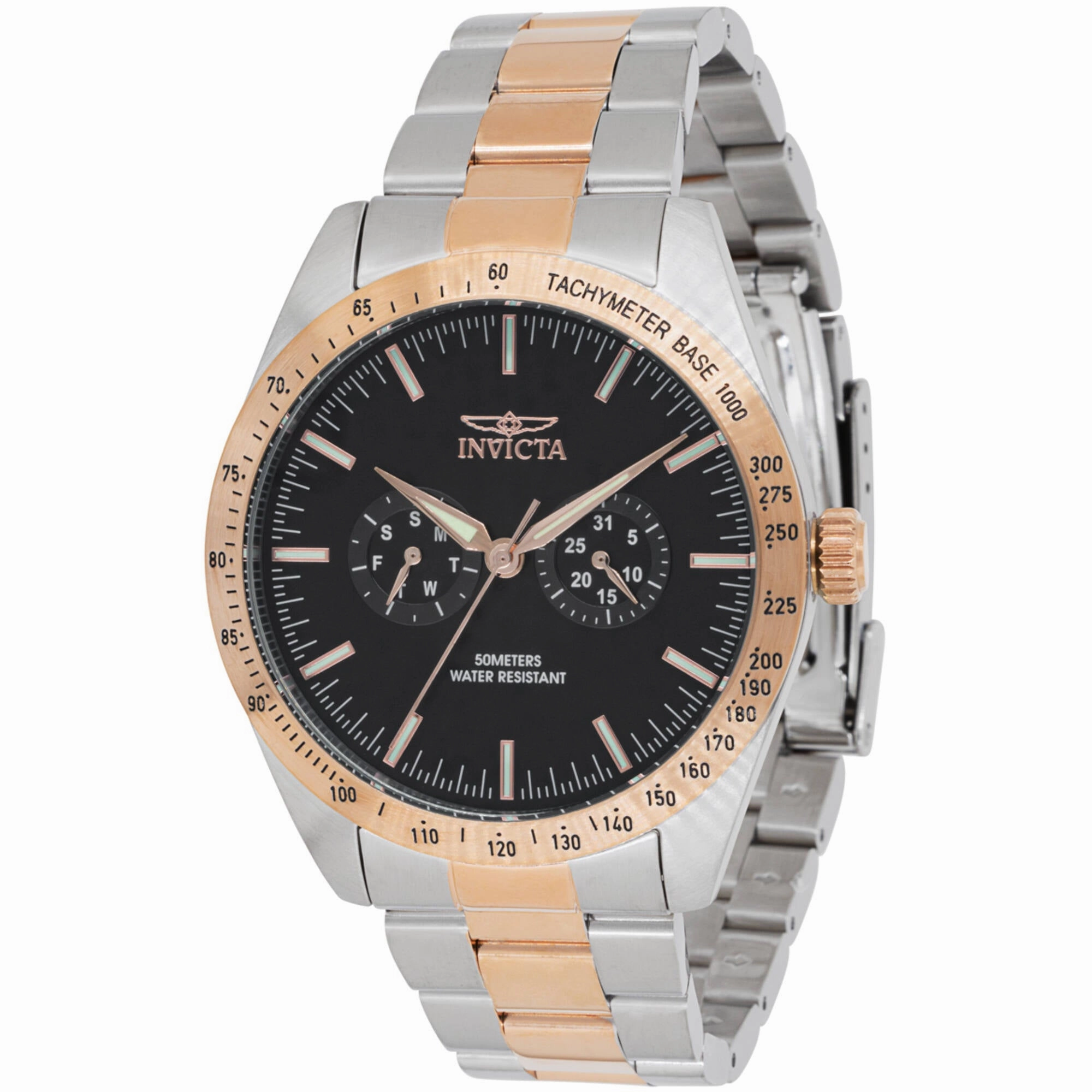 Invicta Men's Watch - Specialty Date-Day Black Dial Two Tone Bracelet Quartz | 45977