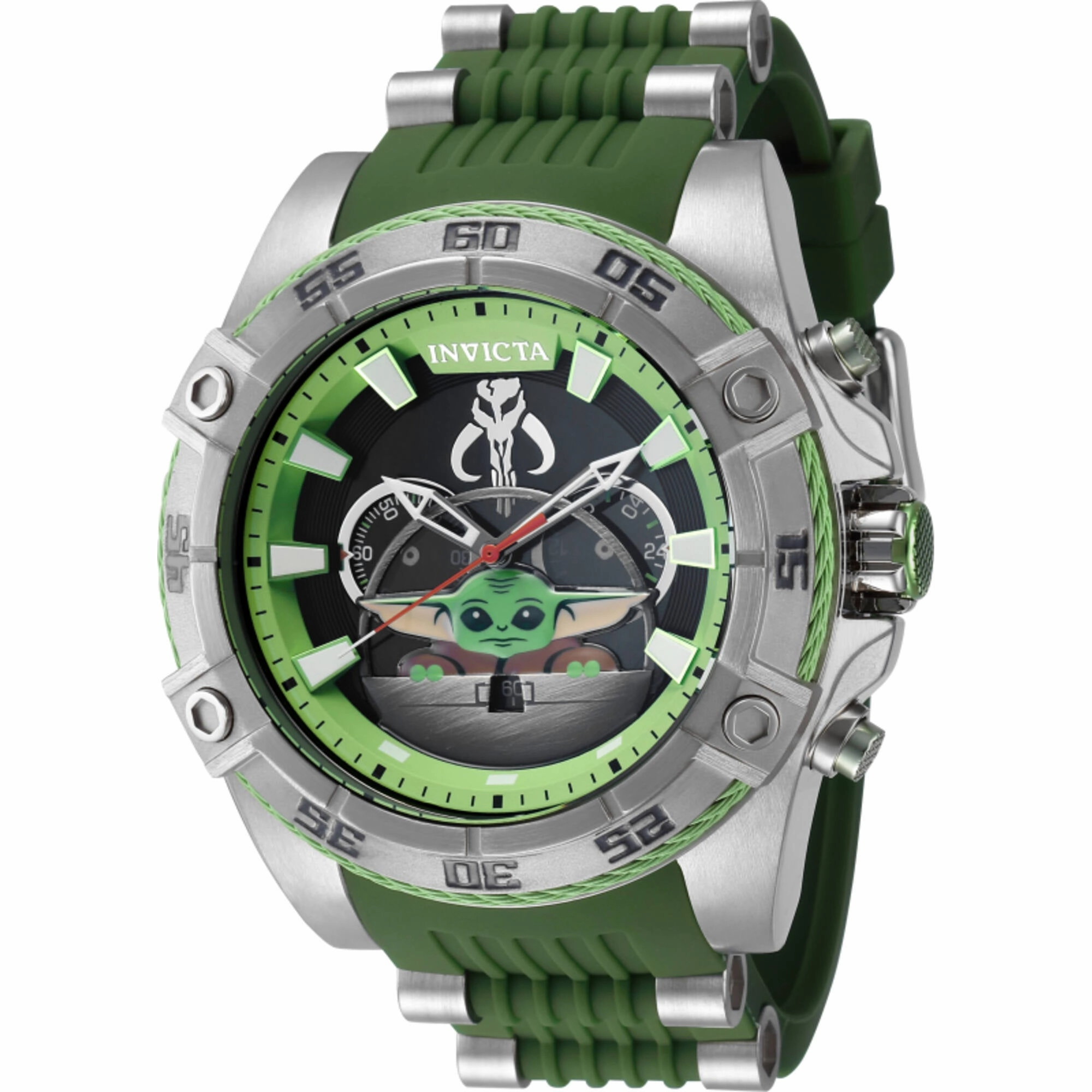 Invicta Men's Watch - Star Wars The Child Chronograph Silver and Green Strap | 41212