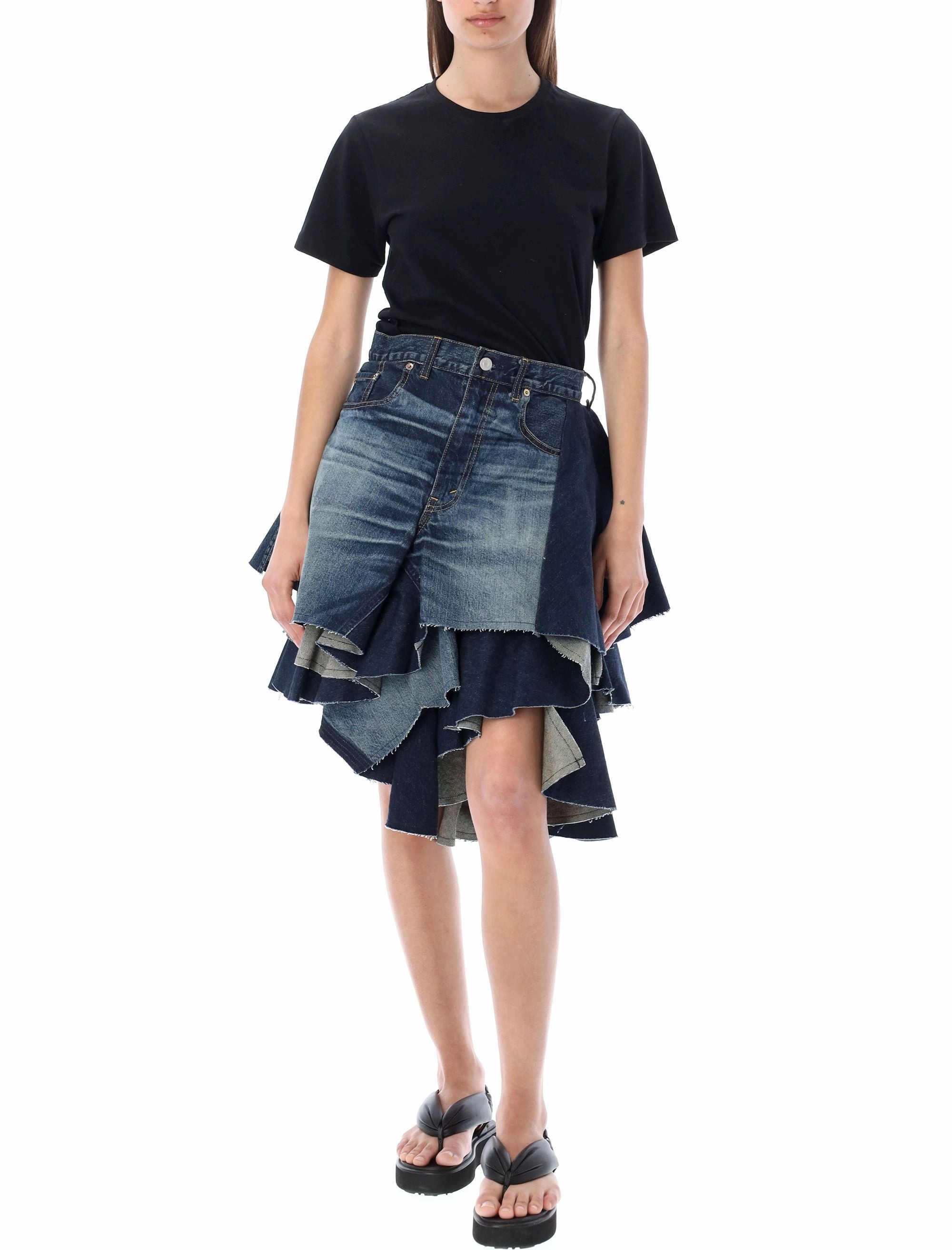 Junya Watanabe Panelled Asymmetric Mini Denim Skirt