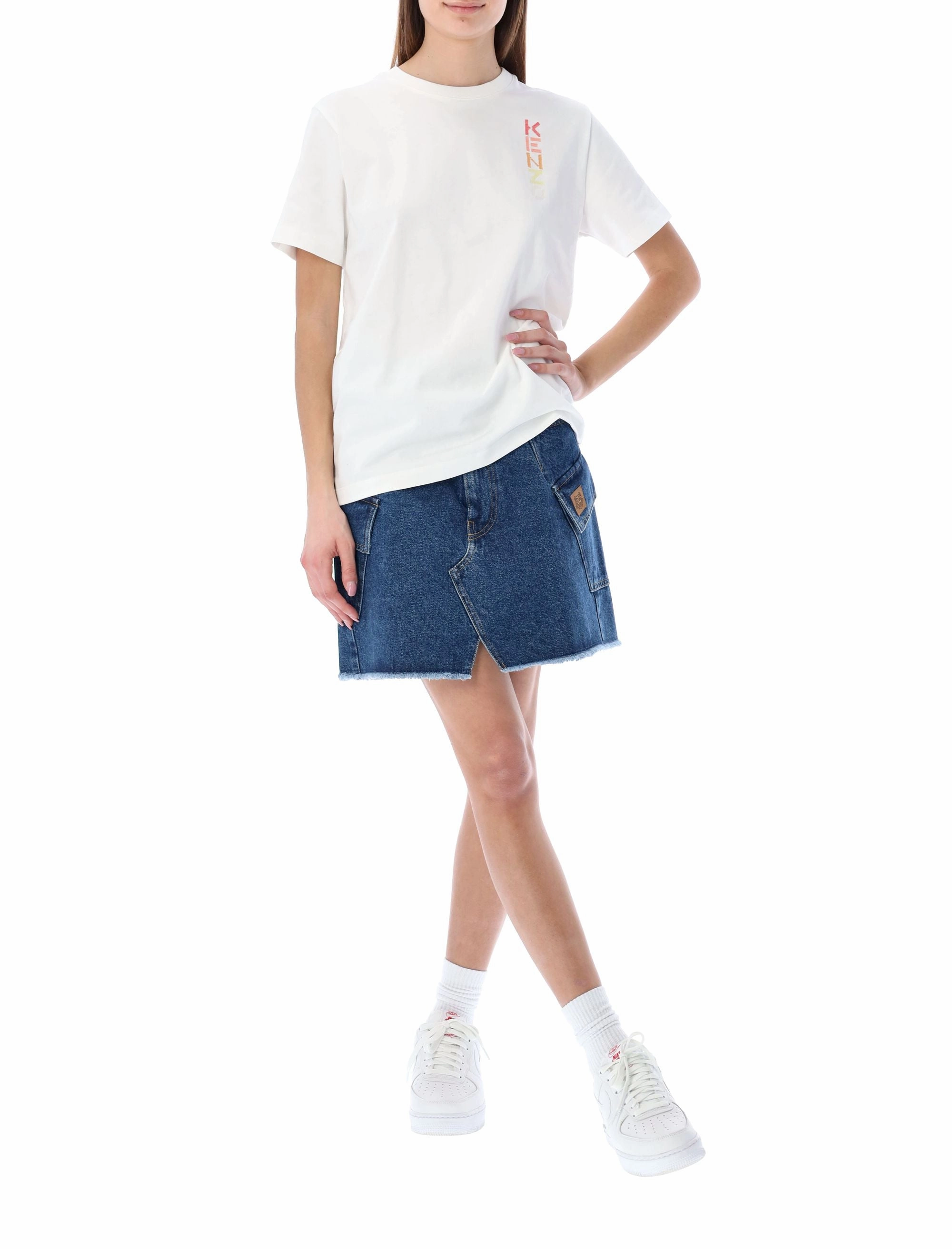 Kenzo Tiger Patch Mini Denim Skirt