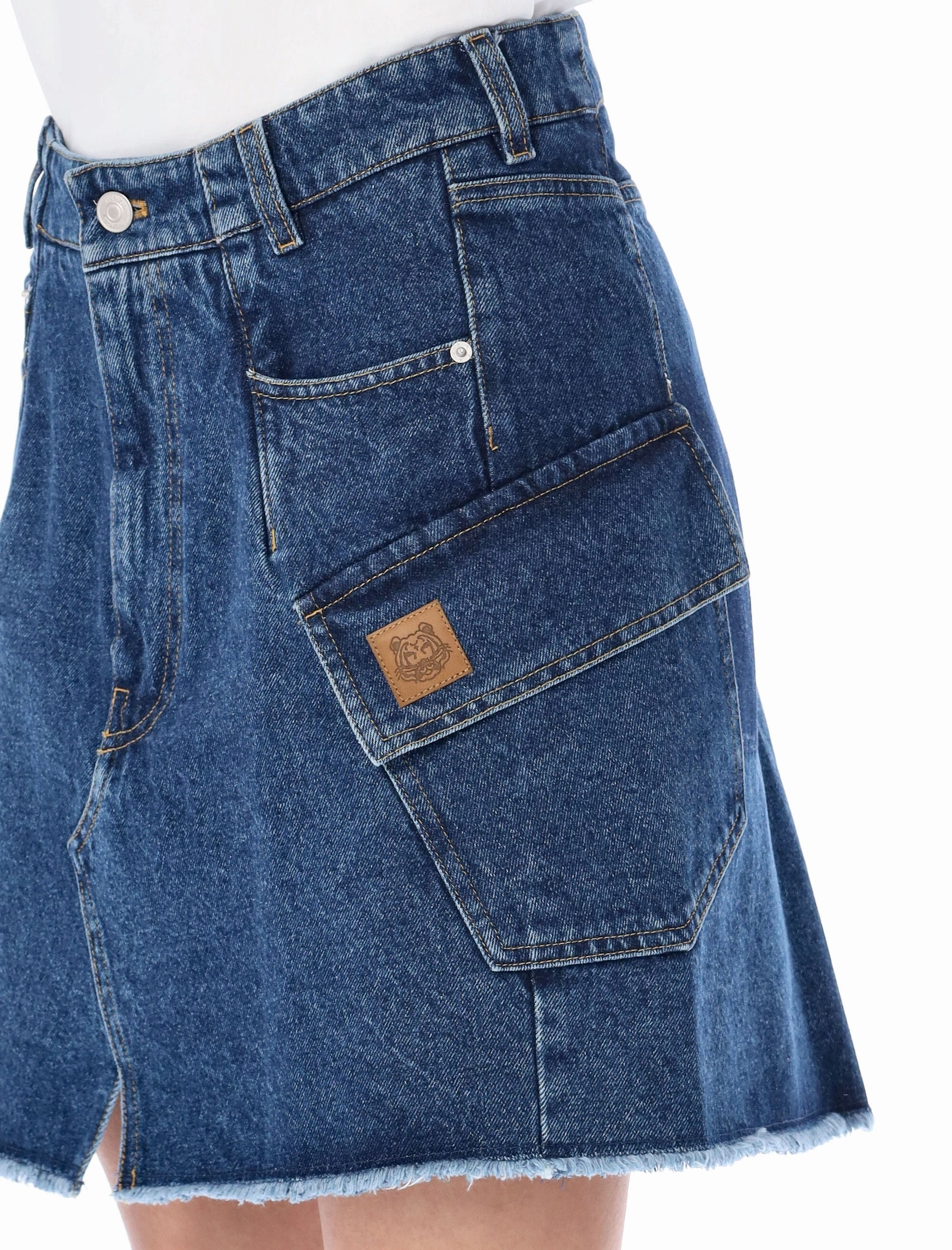 Kenzo Tiger Patch Mini Denim Skirt