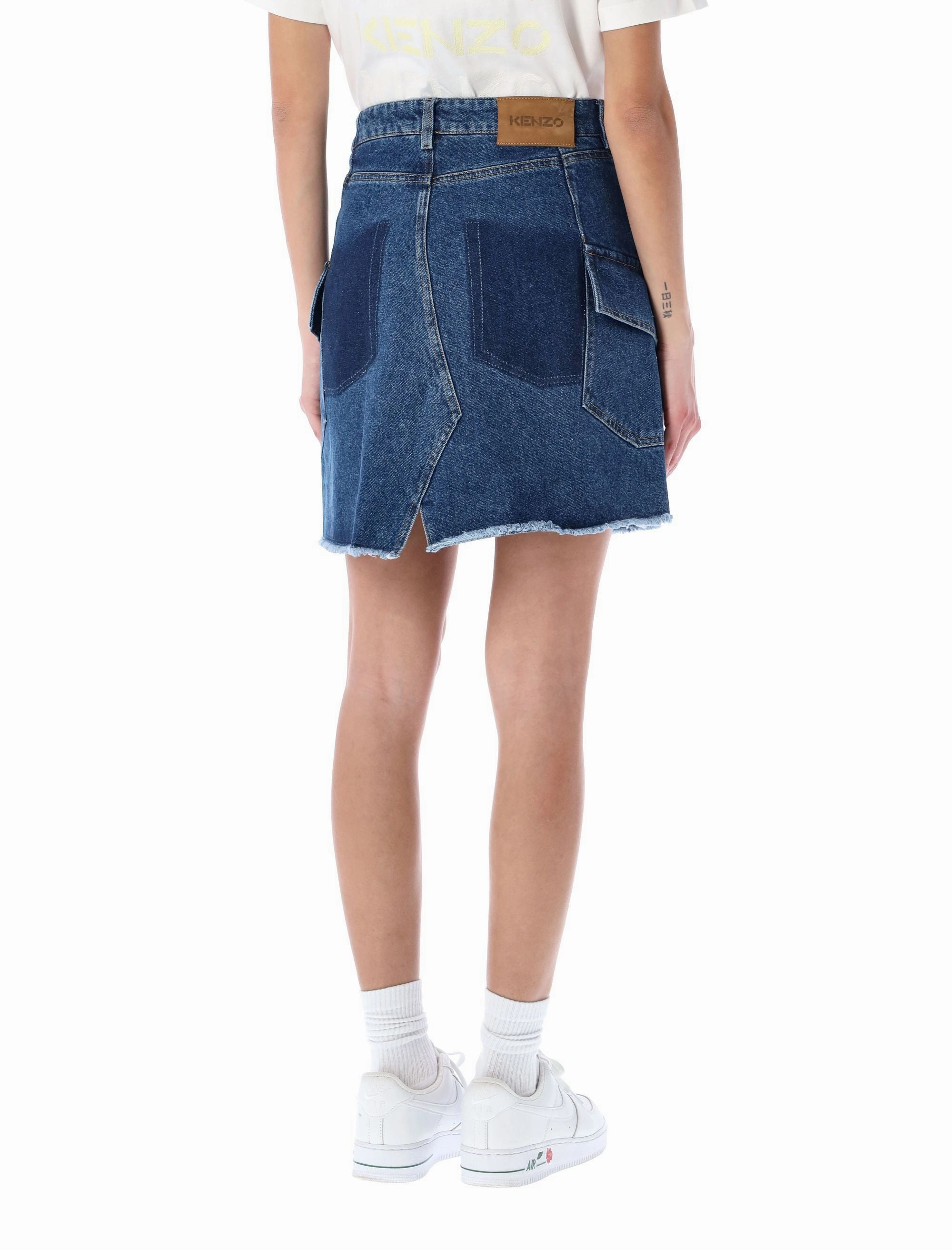 Kenzo Tiger Patch Mini Denim Skirt