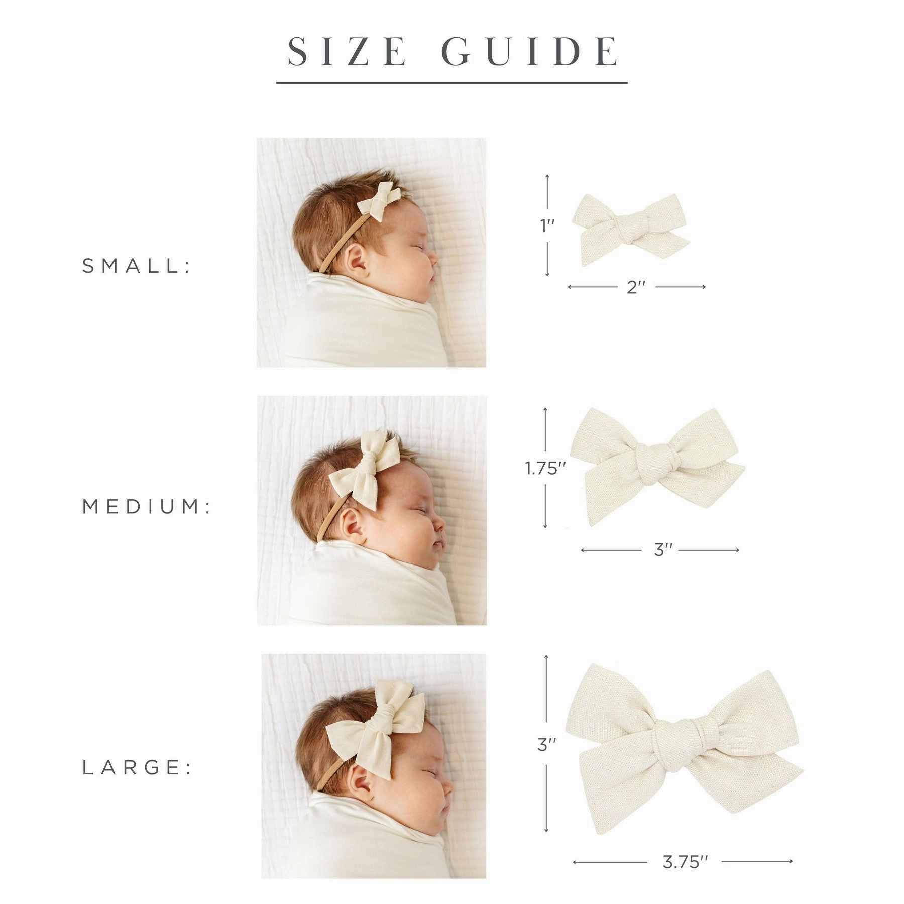 Linen Bow Headband 3 Pack - Small