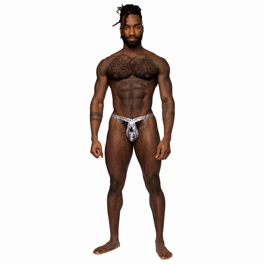Male Power S'Naked Criss-Cross Snakeskin Print Cock Ring Thong