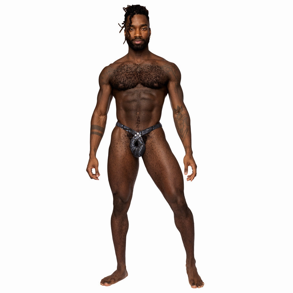 Male Power S'Naked Criss-Cross Snakeskin Print Cock Ring Thong