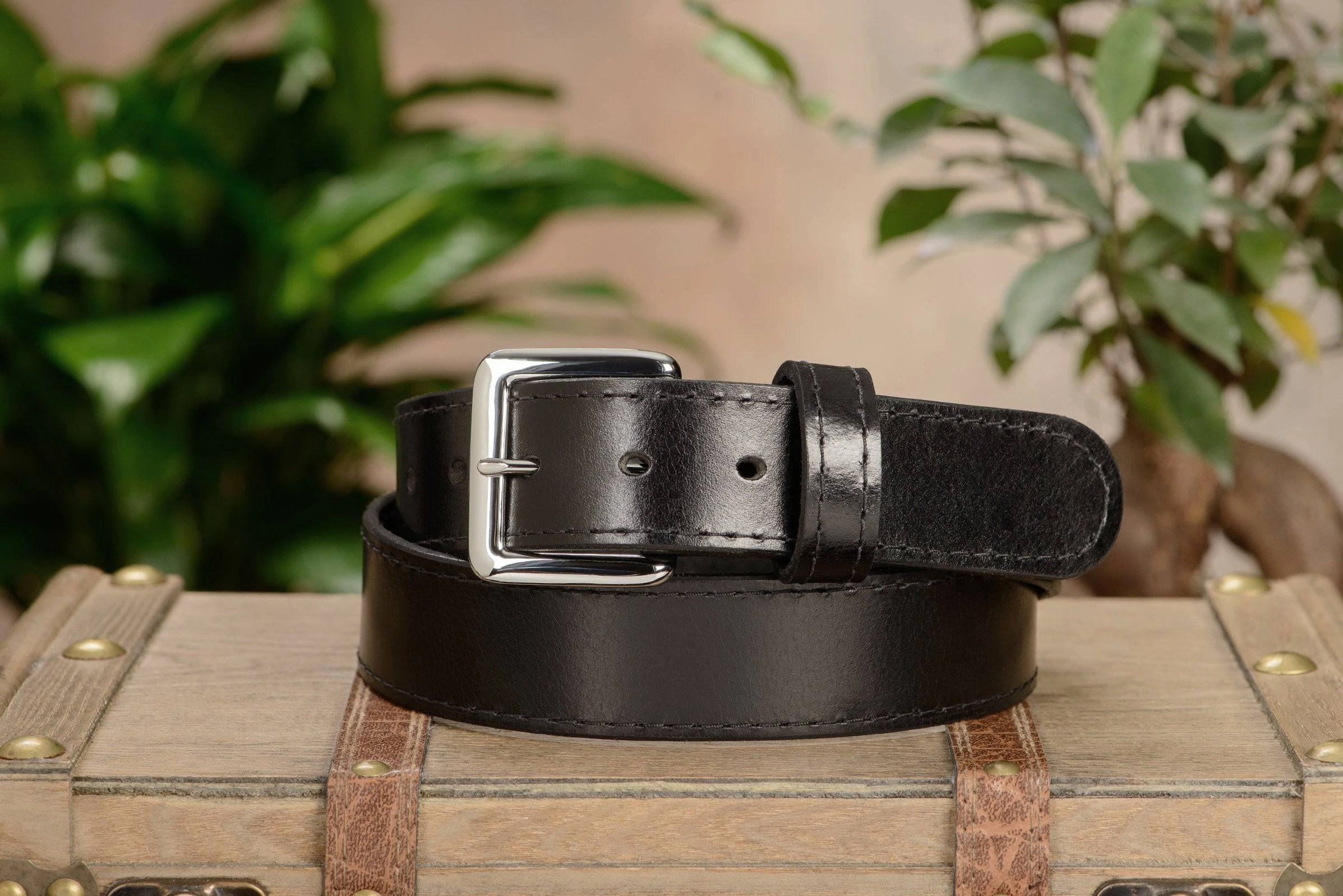 Men's Black Water Buffalo Leather Belt