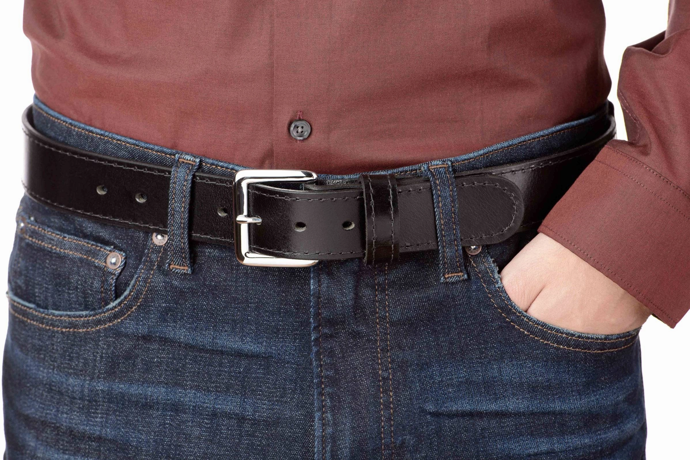 Men's Black Water Buffalo Leather Belt