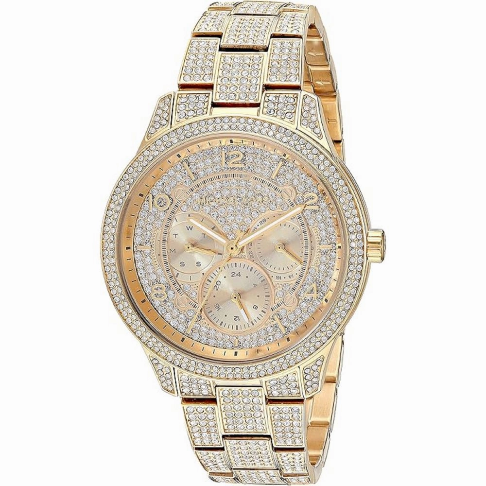 Michael Kors MK6627 Women's Runway Quartz Watch with Stainless-Steel-Plated Strap, Gold, 18