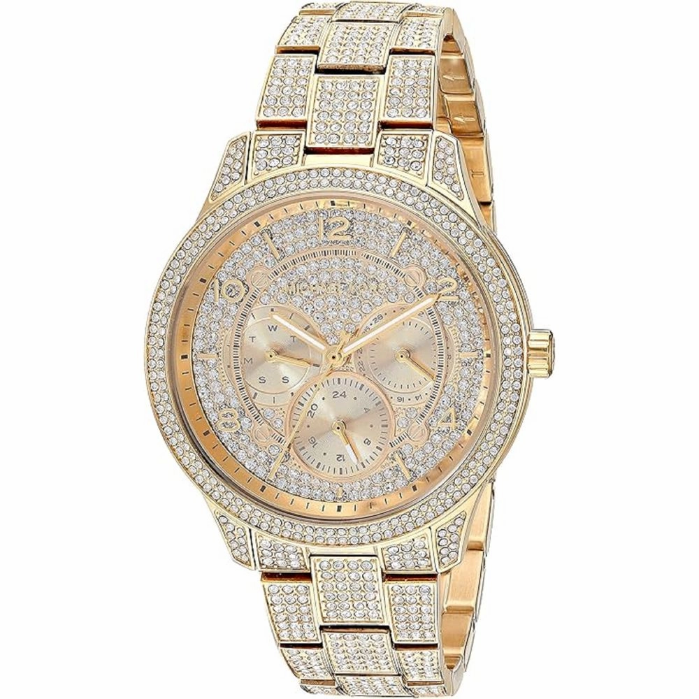 Michael Kors MK6627 Women's Runway Quartz Watch with Stainless-Steel-Plated Strap, Gold, 18
