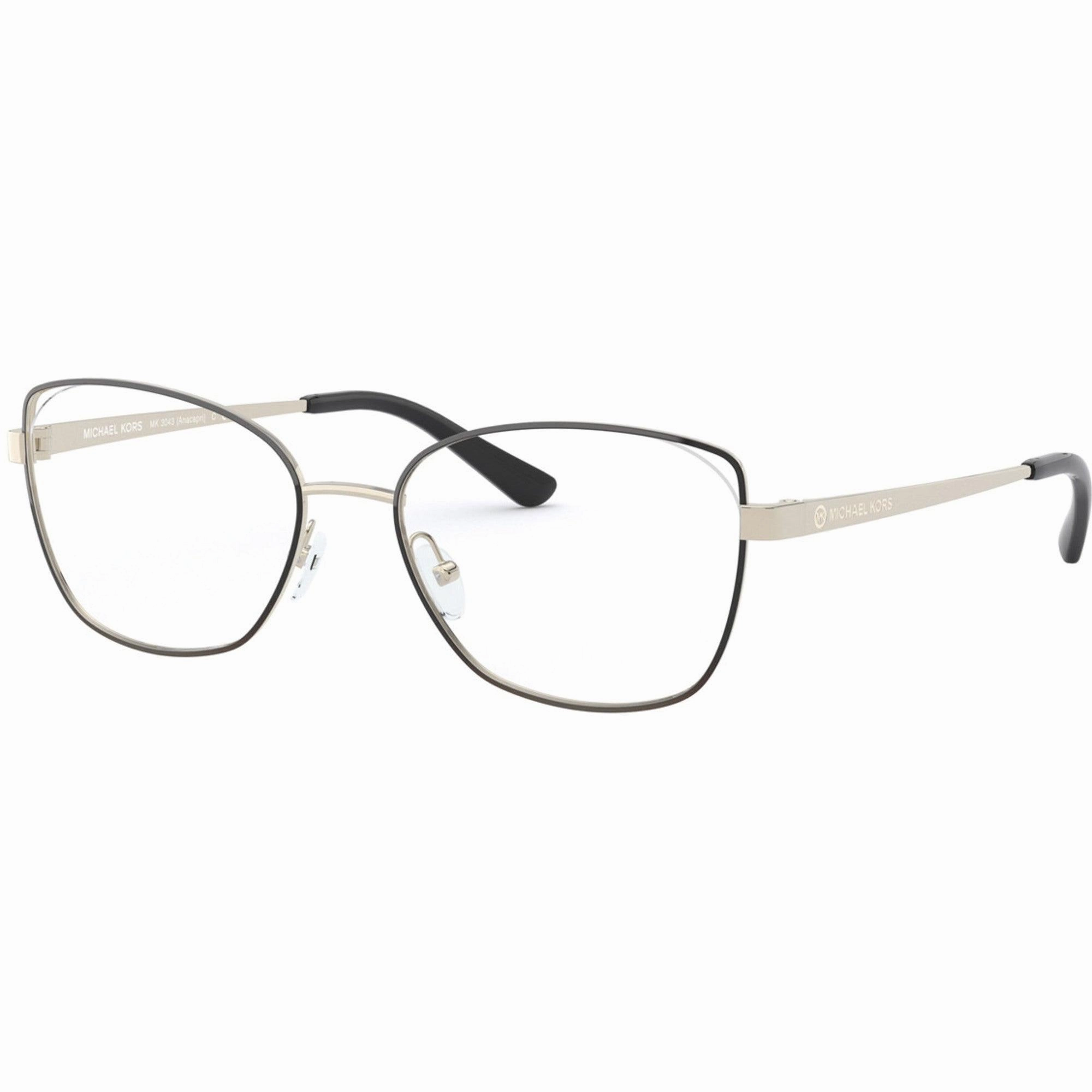 Michael Kors Women's Eyeglasses - Light Gold Black Metal Cat Eye Frame | 0MK3043 1014