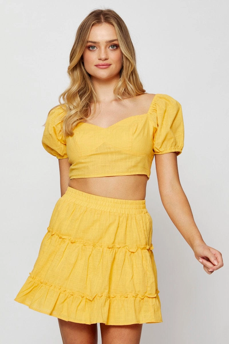 Orange Frill Short Skater Skirt