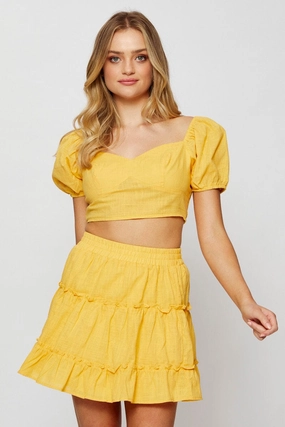 Orange Frill Short Skater Skirt