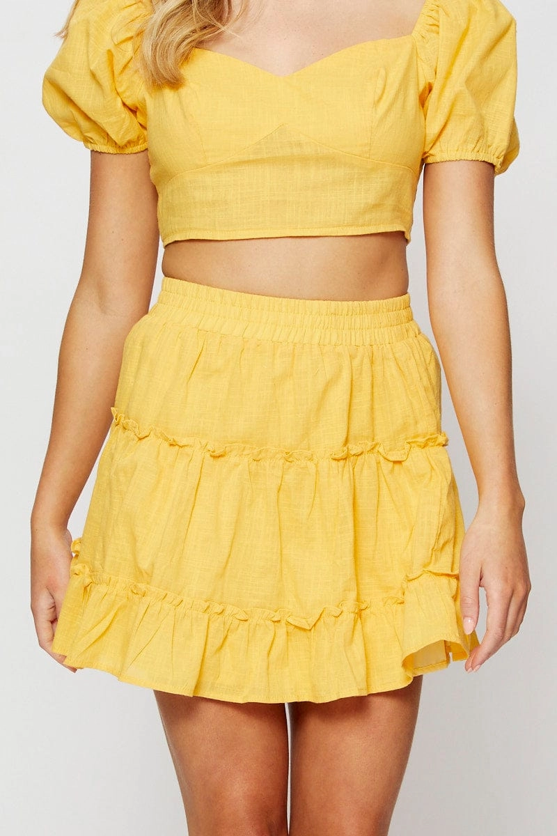 Orange Frill Short Skater Skirt