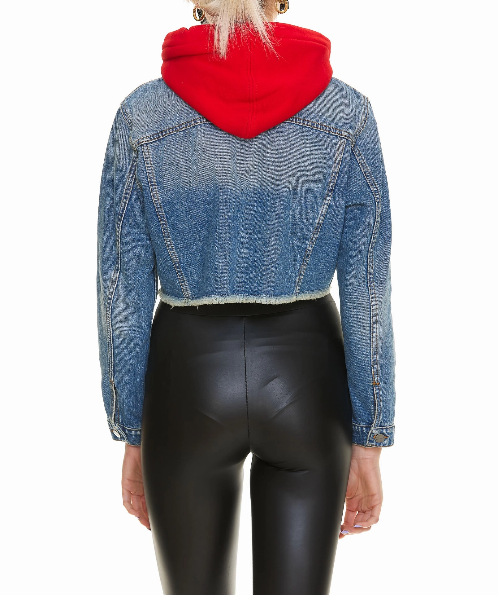Palm Angels Hooded Cropped Denim Jacket