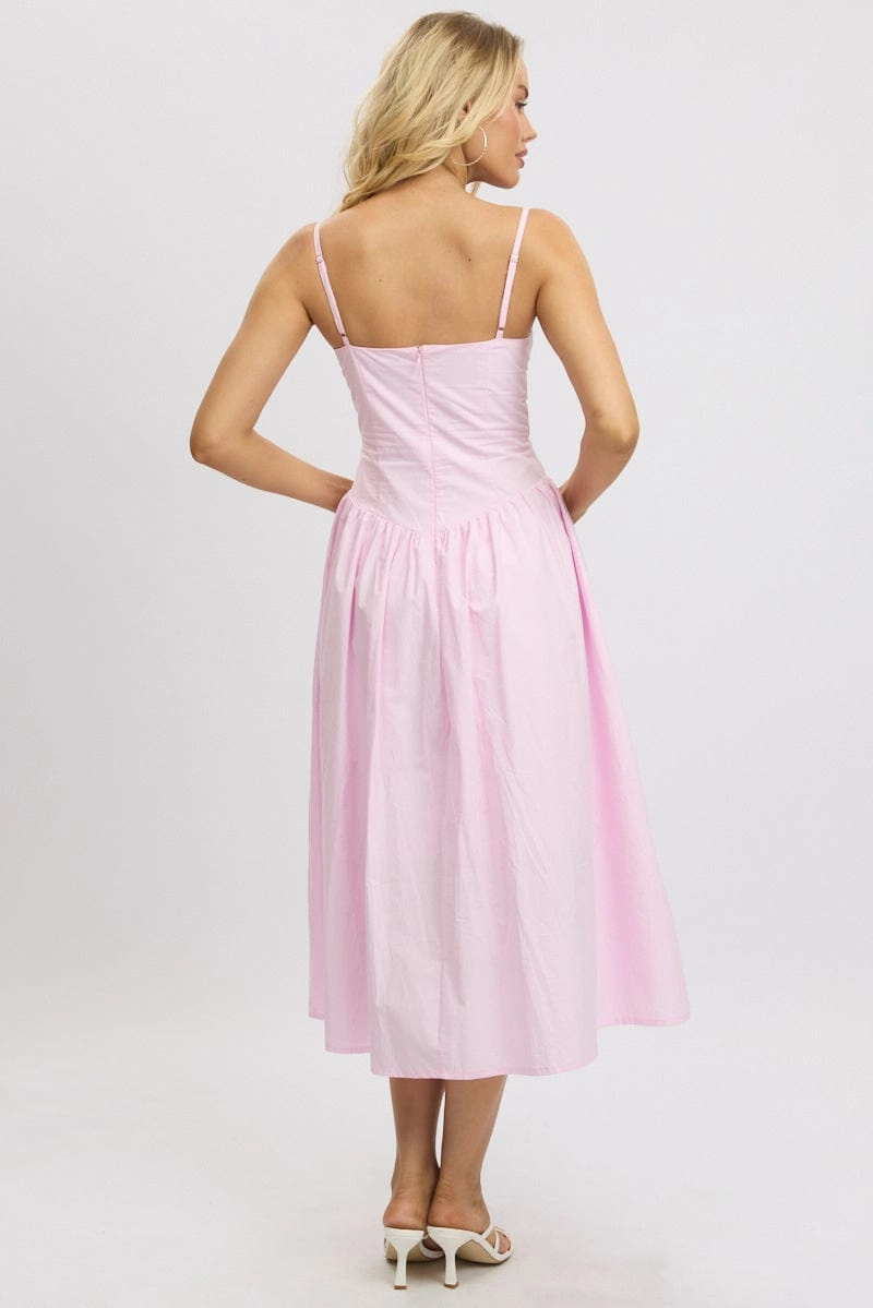 Pink Midi Dress Corset Bust