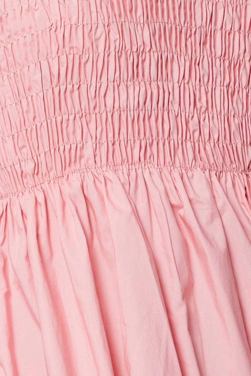 Pink Mini Dress Short Sleeve Evening