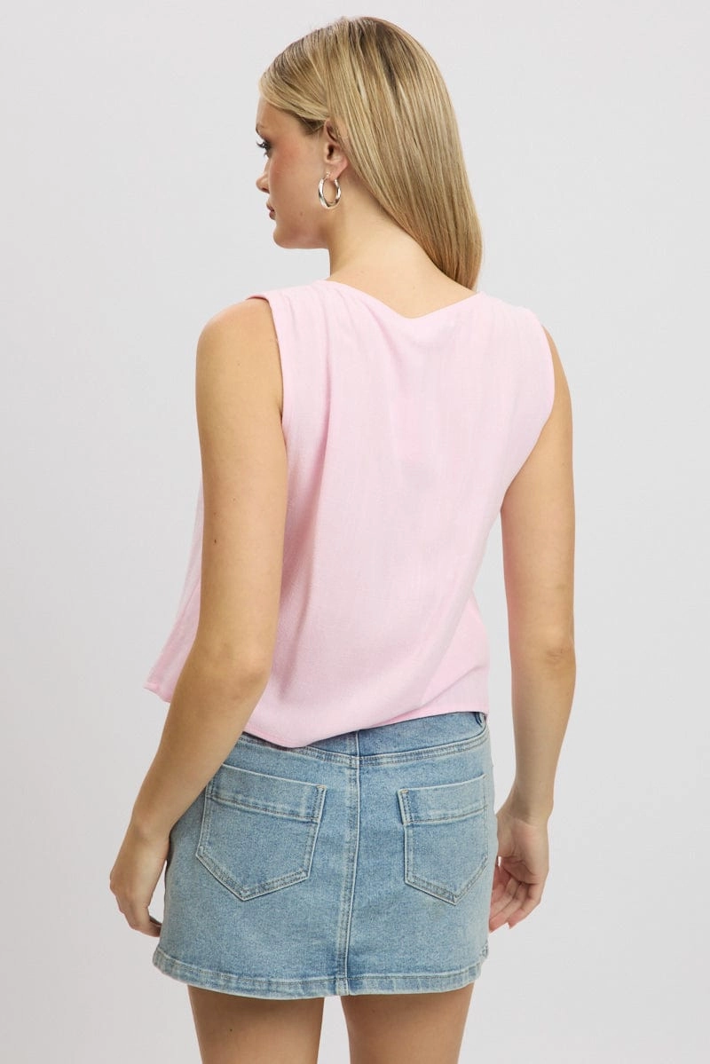 Pink Tie Up Top Linen